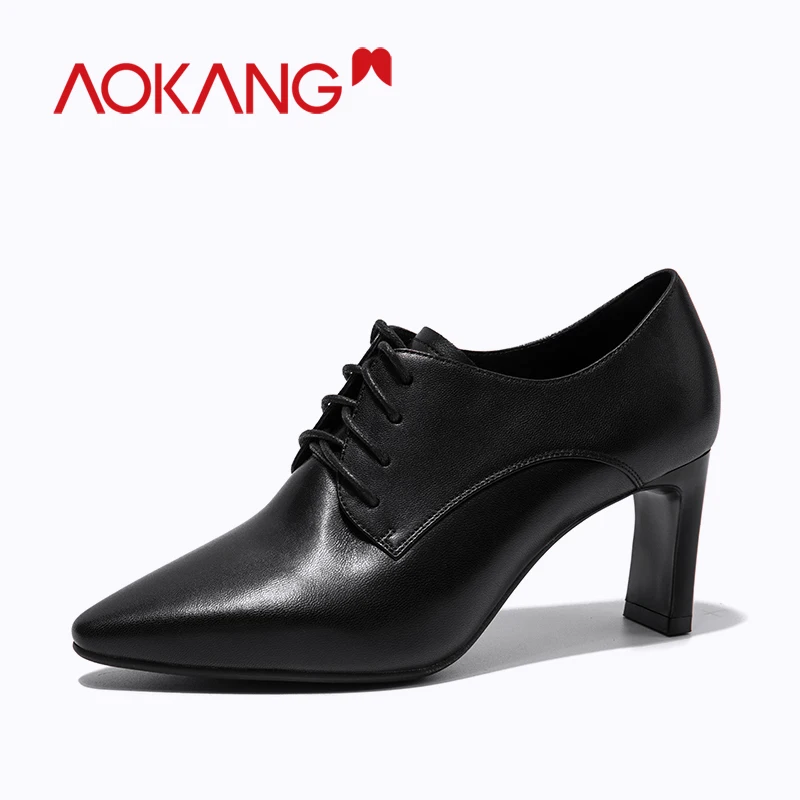 AOKANG/ботильоны для женщин женские туфли лодочки на шнуровке черного цвета
