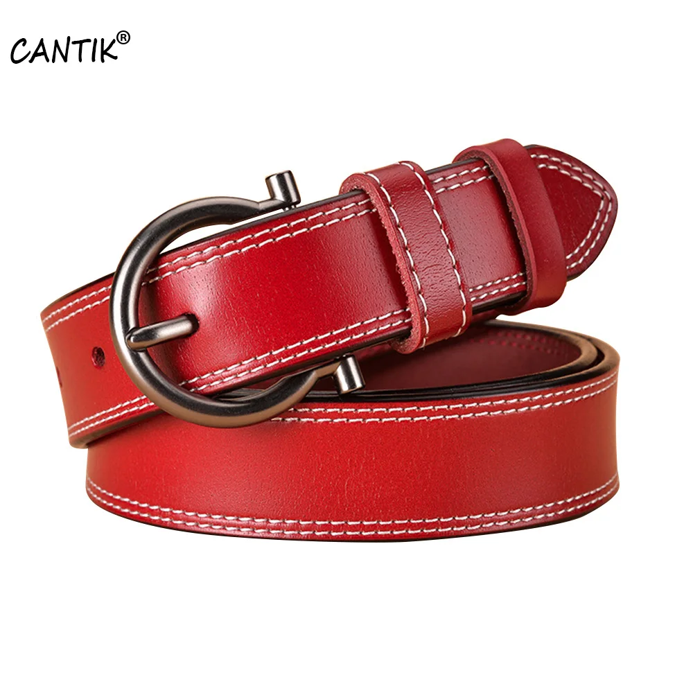 

CANTIK Ladies Good Level Quality Cowskin Leather Belts Alloy Pin Buckles Metal Clothing Accessories for Women 2.8cm Width FCA065