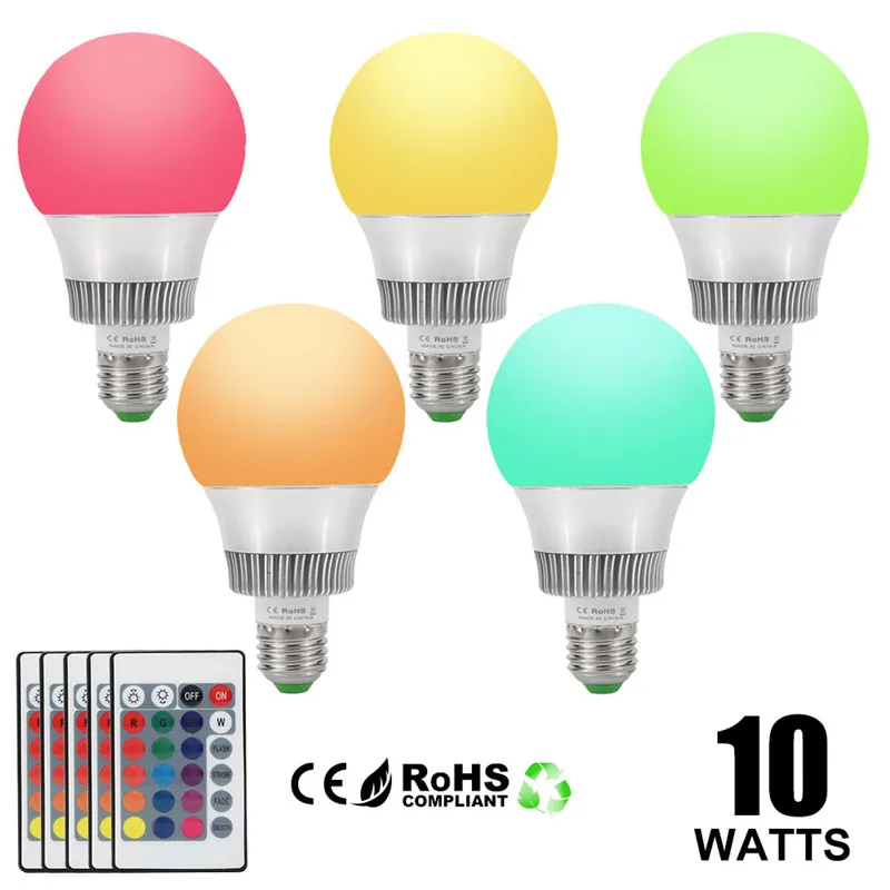 5 шт./лот E27 E14 LED 16 меняющихся цветов RGB Волшебная лампочка лампа 85 265 в 10 Вт