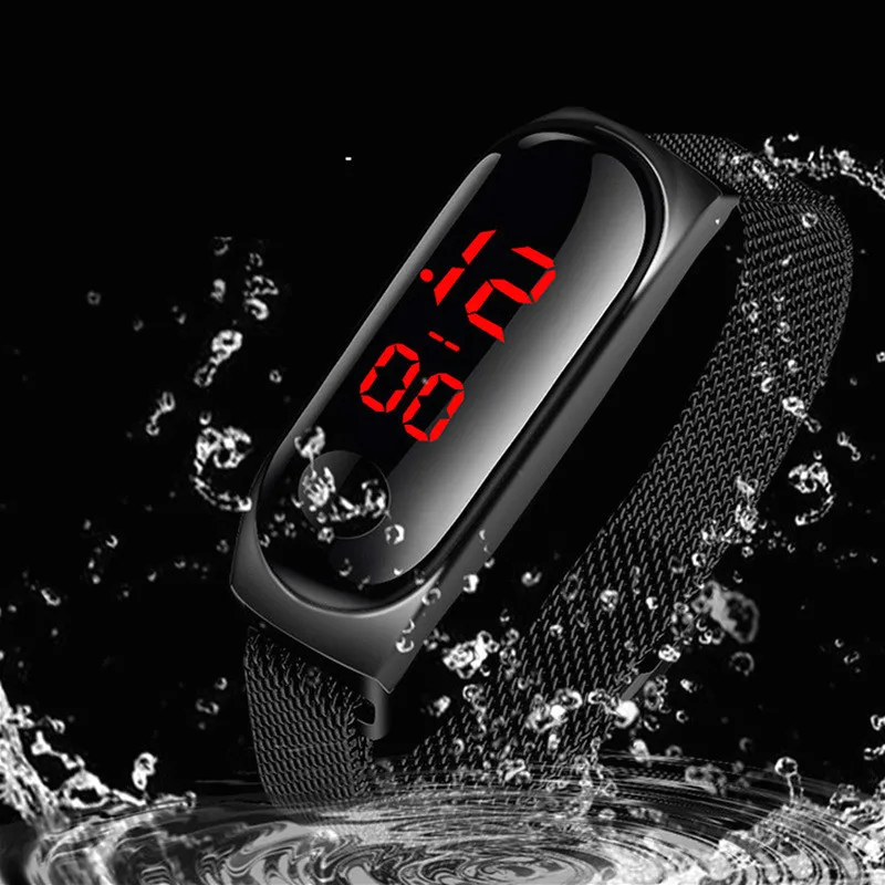 Женские часы женские светодиодные с сенсорным экраном розовое золото магнитный