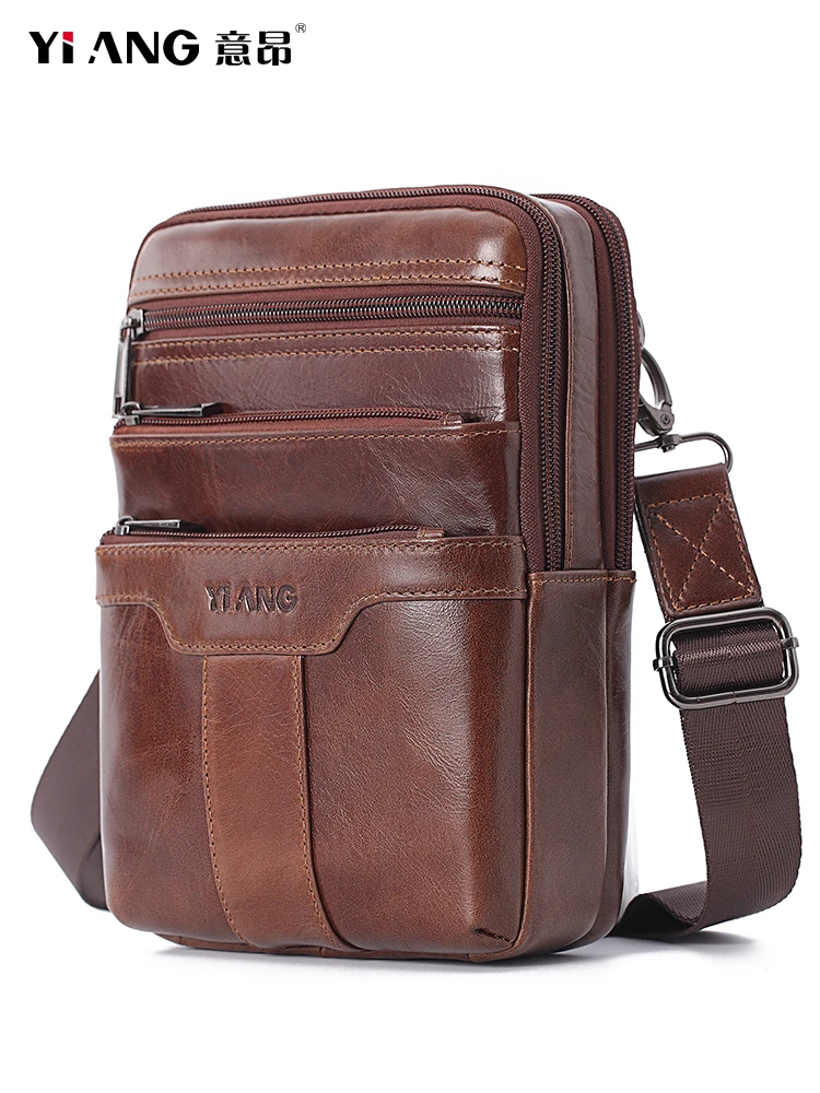 Мужская Наплечная Сумка винтажная сумка мессенджер из натуральной кожи Боковая