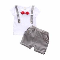 new summer baby boys clothes suit children cotton casual bowknot t shirt shorts 2pcsset toddler sports clothing kids tracksuits