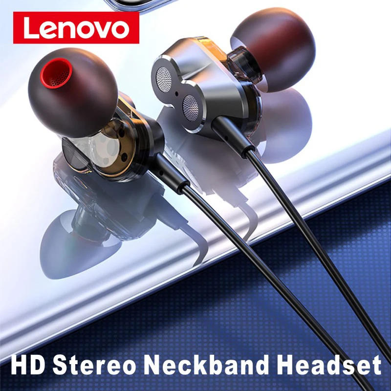 Наушники Беспроводные Lenovo HE08 с микрофоном Hi-Fi стереонаушники 4 динамиками