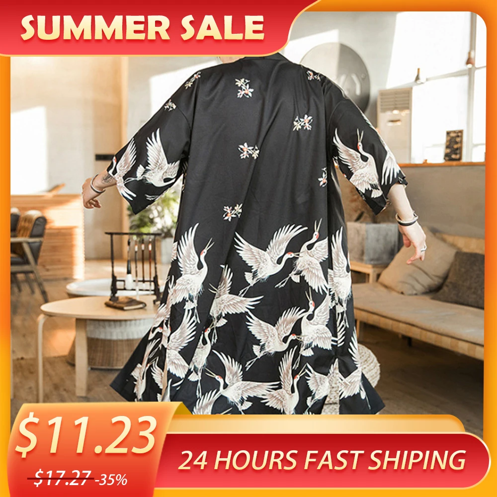 6XL размера плюс Yukata Haori мужские японские со скидкой длинное кимоно кардиган