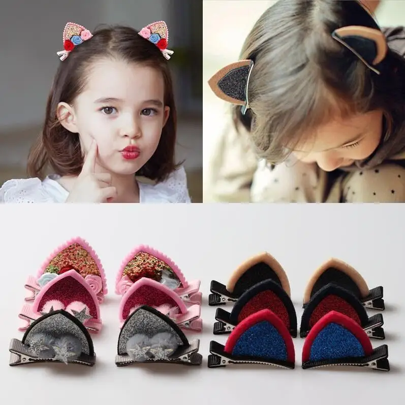 2 шт./компл. заколки для волос с милыми кошачьими ушками девочек модные детей