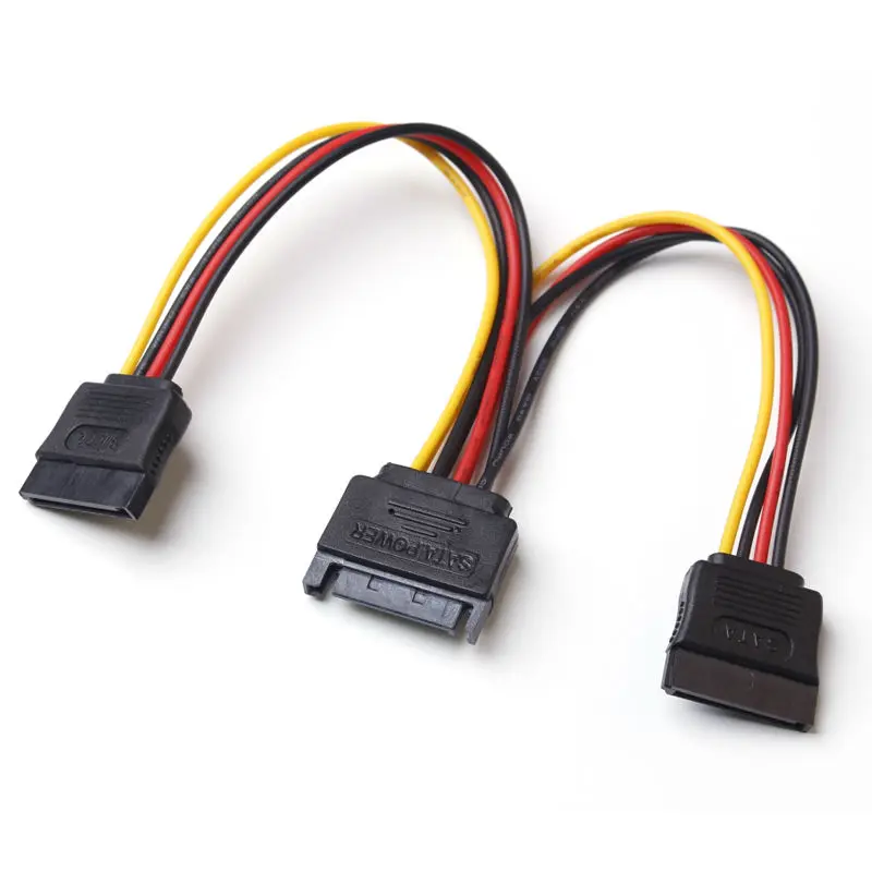 SATA 15pin сплиттер питания кабель 15 Pin штекер для последовательного ATA x 2 Female Y жесткий