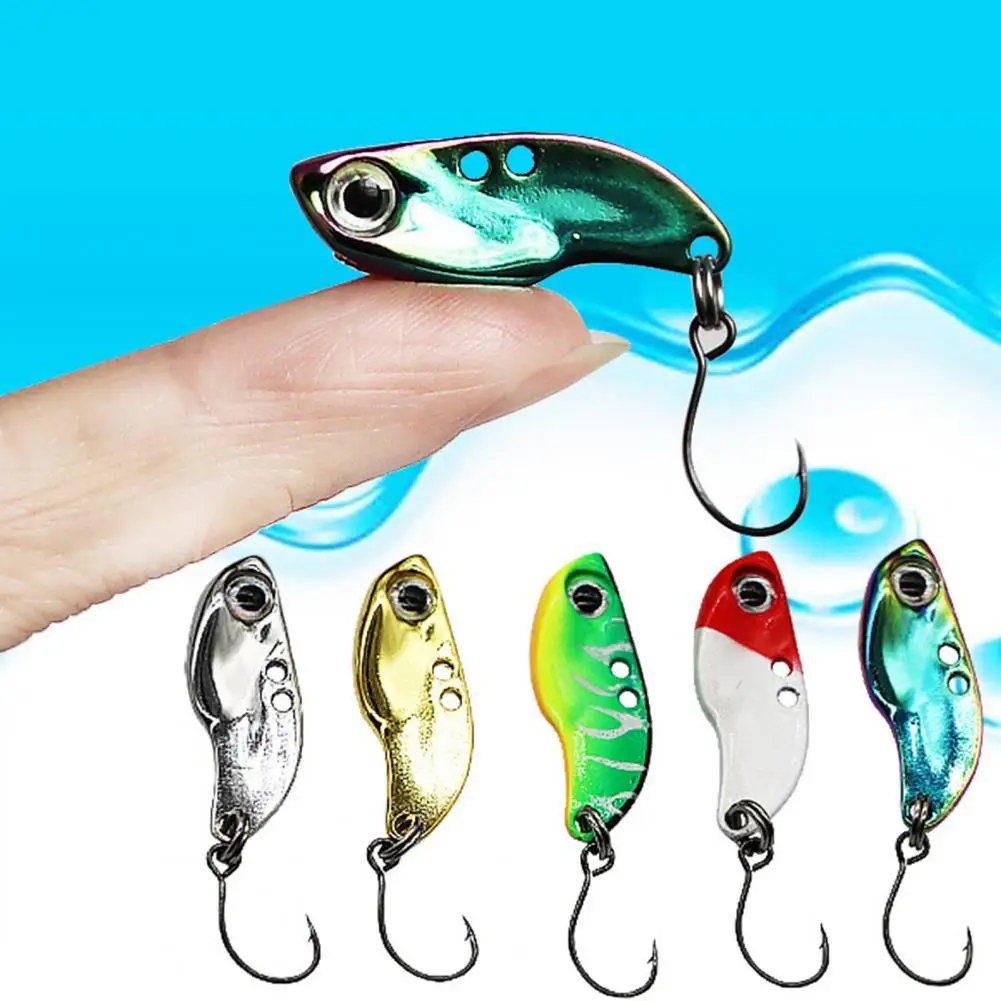 

5Pcs 28mm Lightweight Mini Fake Bait Vibration and Easy to Operate 3D Eyes Fishing Metal Bait Fake Lure for Outdoor