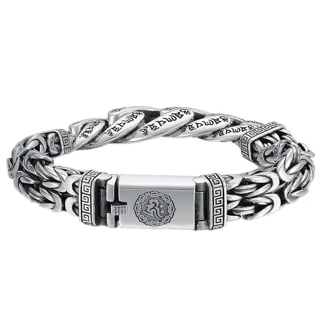 Solid s925 Pure Silver Six-Character Mantra 6