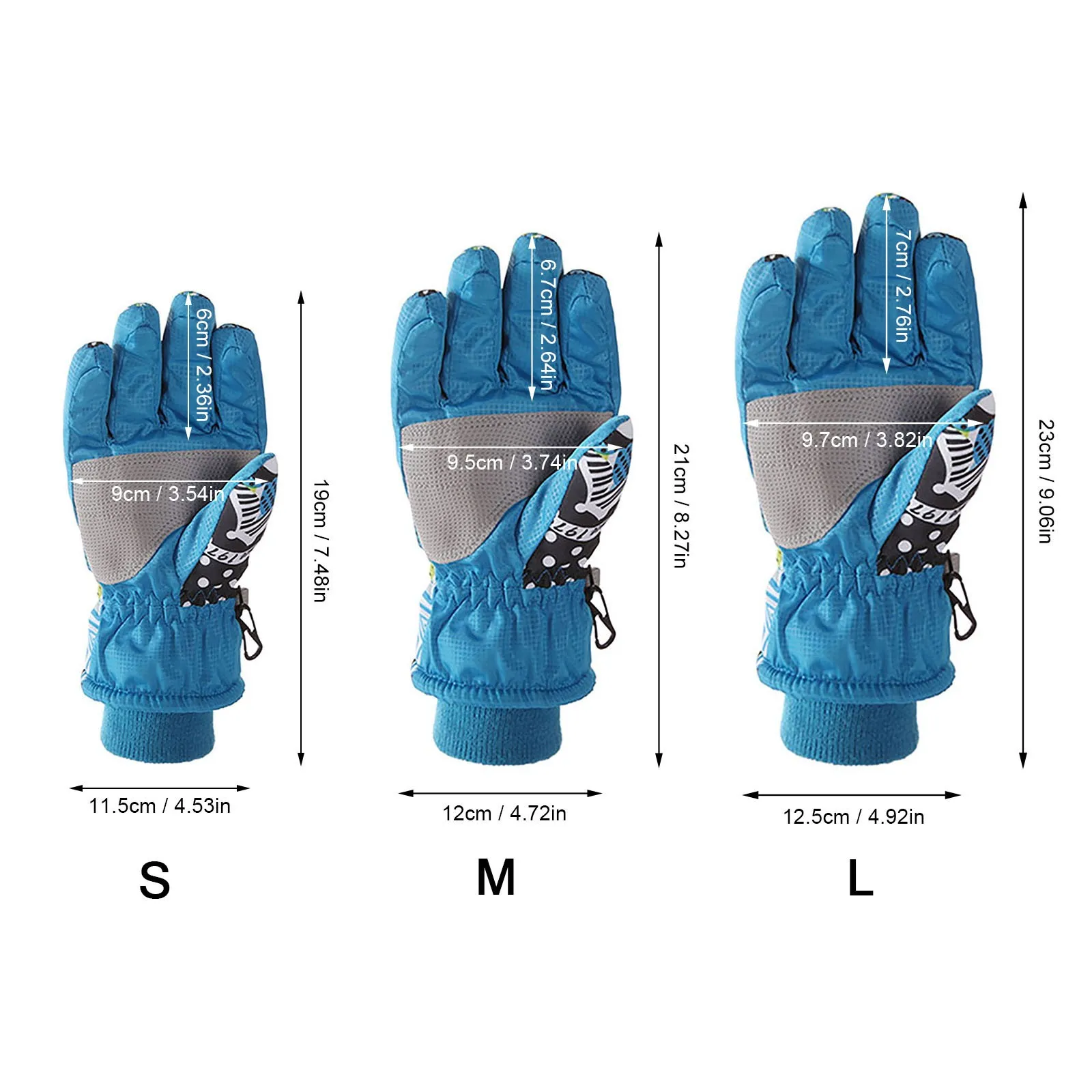 

Kids Ski Gloves Winter Warm Lining Snow Adjustable Waterproof Windproof Cold