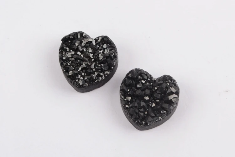 Black BOROSA Druzy ювелирные изделия, 10 шт стильное сердце Радужный Титан друзы бисера из натурального Друзового камня бусины для ожерелья браслет ювелирные изделия LS066 - Цвет: Black