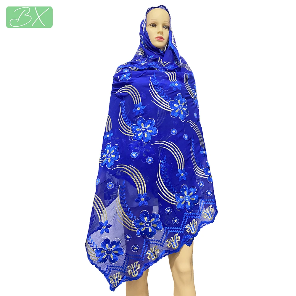 

Бесплатная доставка, новый хлопковый хиджаб, шарф для мусульманских женщин, Африканский Дубай, ислам, длинный большой вышитый шали CL211