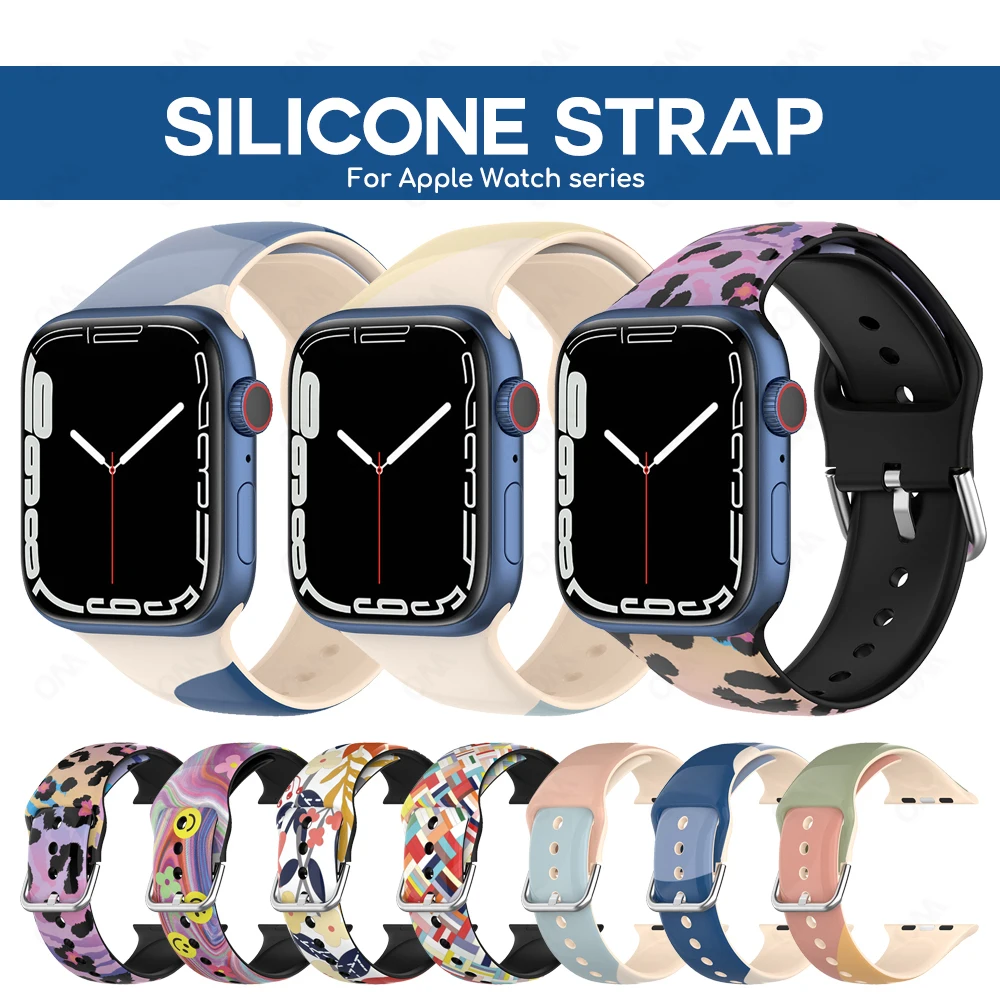 

Ремешок для Apple Watch, ремешок 44 мм, 40 мм, 45 мм, 41 мм, 42 мм, 38 мм, Цветной силиконовый браслет, сменная Серия 7, 6, 5, 4, 3, 2, 1, SE
