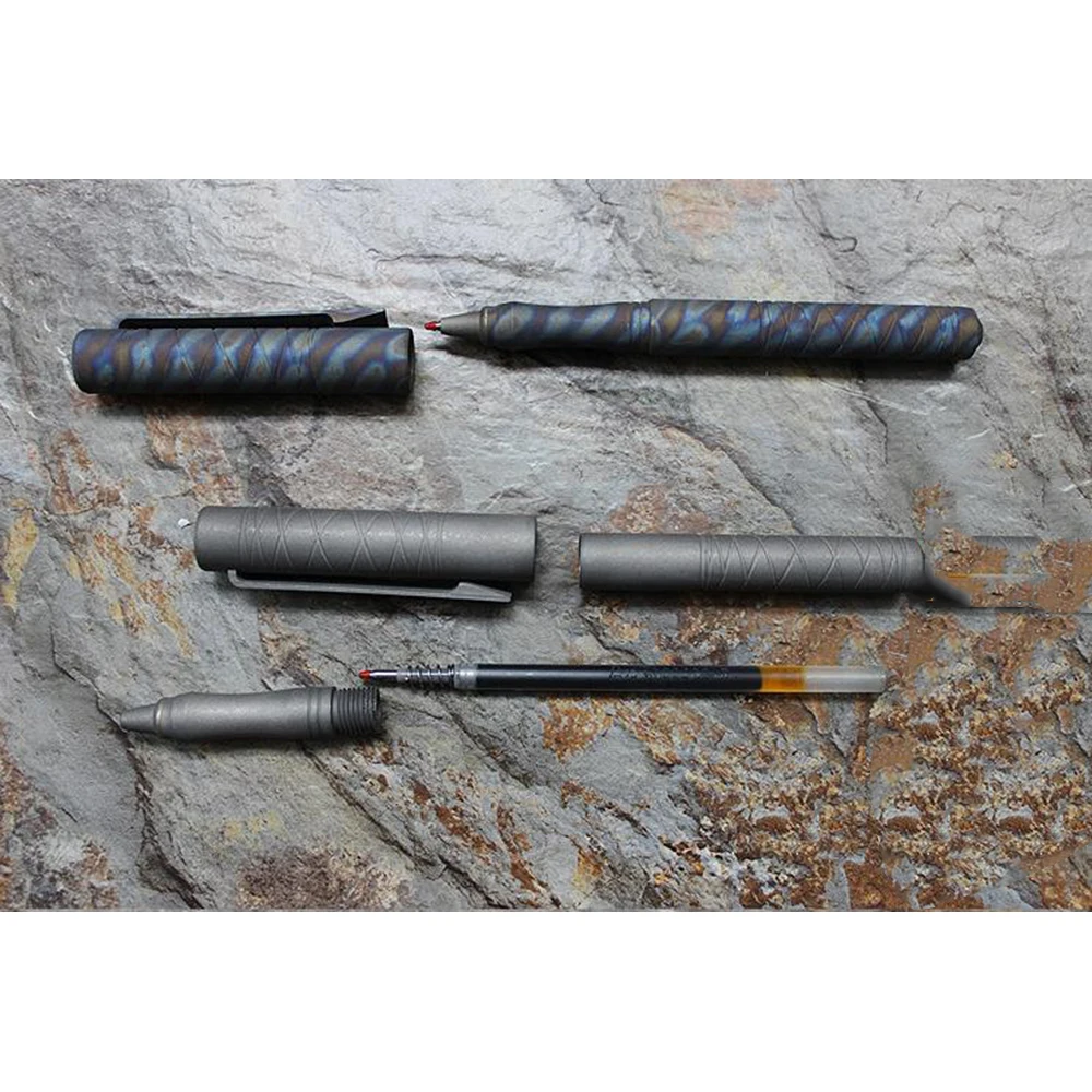 Винтажный стиль ручной работы TC4 титановая гелевая ручка с зажимом Механическая