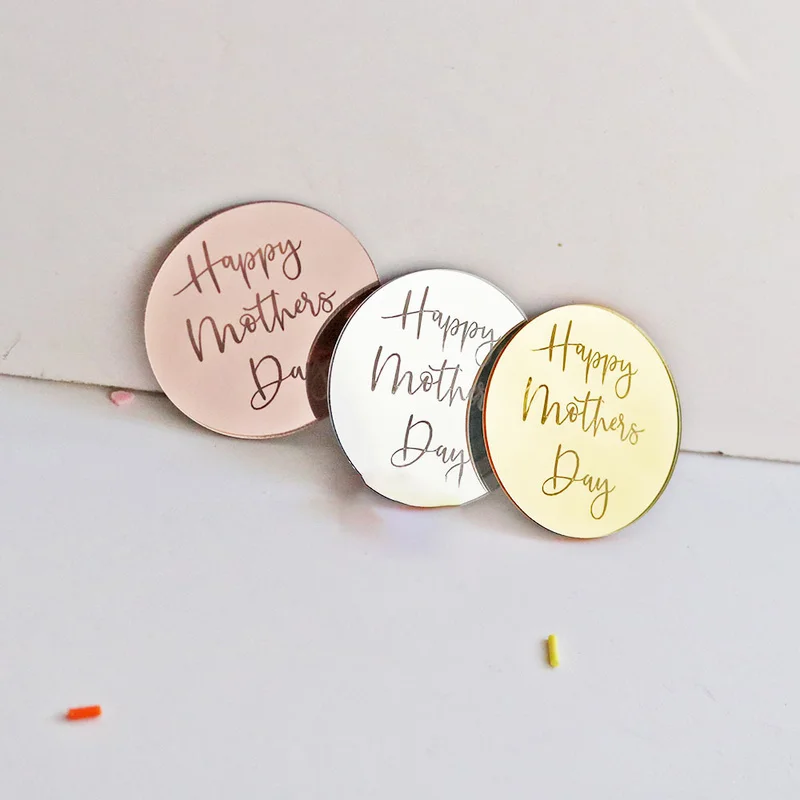 Топпер для кексов на день рождения акриловый розовый золотой серебряный Круглый