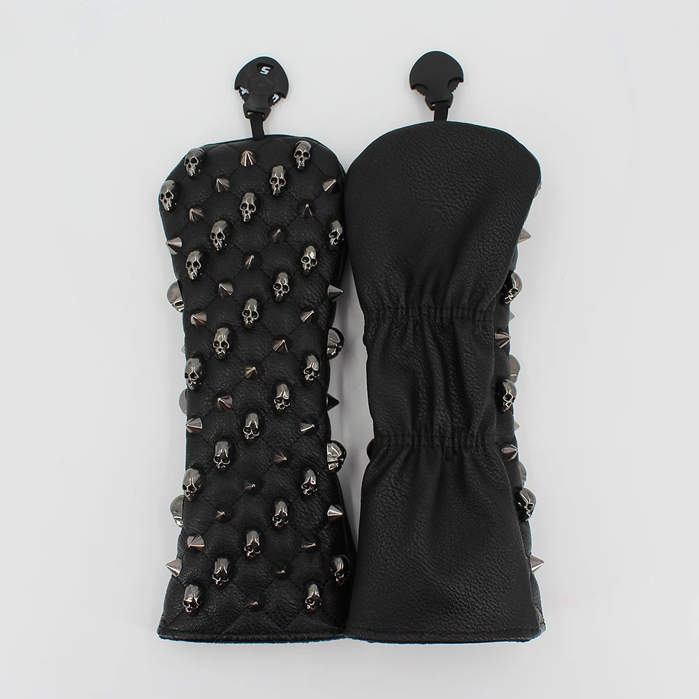 Головные уборы для гольфа с черепами и заклепками из искусственной кожи чехлы