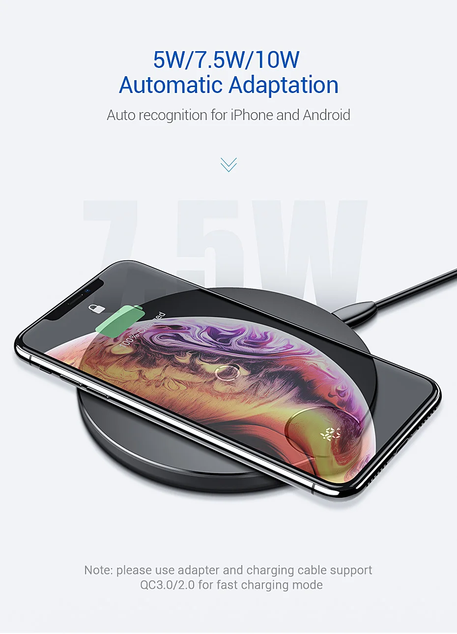 Baseus светодиодный цифровой дисплей Беспроводное зарядное устройство для iPhone X XR XS Max 8 Qi Беспроводное быстрое зарядное устройство для samsung Galaxy S10 huawei P30