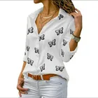 Женская рубашка из хлопка с рисунком бабочки, свободные с лацканами футболки размера плюс женская одежда 2021 блузка Femme Blusas Y Camisas Femme Y2k Топы