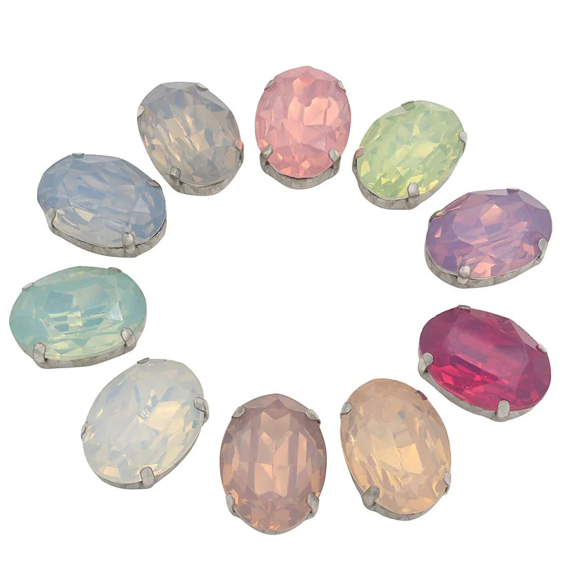 

13x18mm 10pieces Oval Shape Resin Rhinestones With Claw Sew On Crystal Stone Strass Diamond Metal Base Buckle Wedding Decoration