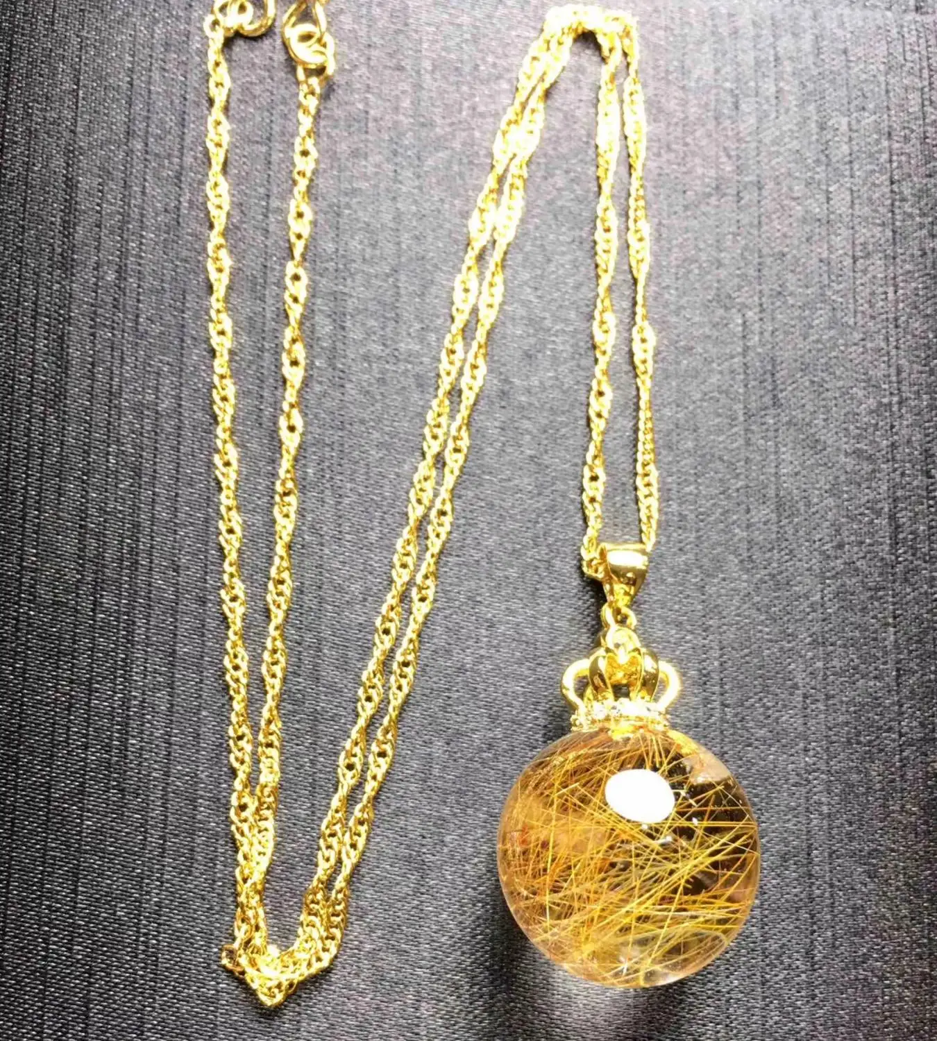 Натуральный Золотой рутилированный кварцевый кулон 19 мм шариковая форма для