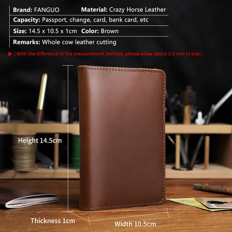 Retro Crazy Horse Leather Passport Cover Handmade Passports Travel Document Organizer Credit ID Card Holder Wallet For Unisex