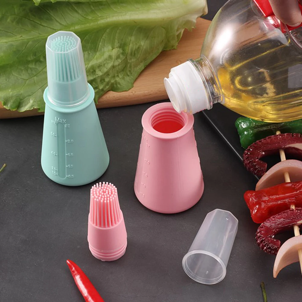 

Barbecue Oil Brush Food Grade Silicone BBQ Oil Bottle Brushes with Lid Kitchen Baking Cooking Gadgets Grills Kitchen Accessories