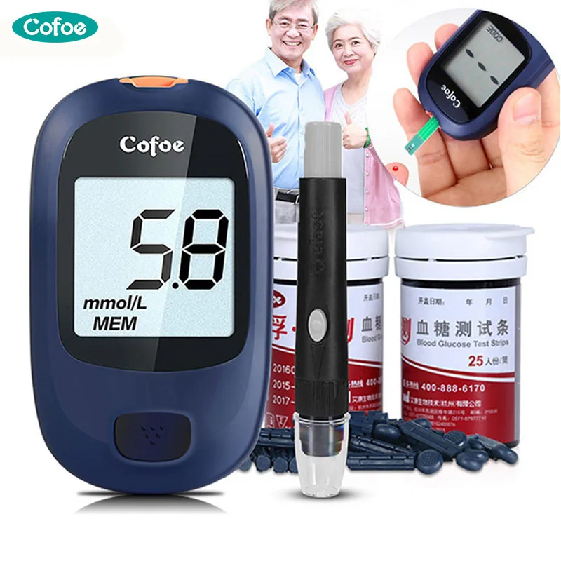 Cofoe Yice 50 шт. тест-полосок и 50 шт. иглы для сбора крови ланцеты только для Cofoe Yice измеритель уровня глюкозы в крови сахарный монитор