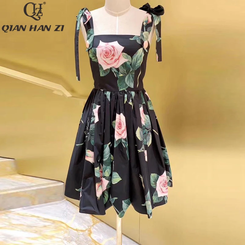 Цянь Хан Zi модные дизайнерские для подиума летние платье женщин Спагетти ремень