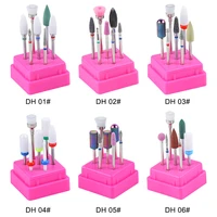 7pcs ceramic diamond nail drill bit set milling cutter for manicure pedicure rotary gel clean file electric nail drill accessory