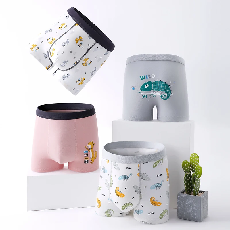 4 шт./упак. трусы боксеры для мальчиков подростков хлопковые дышащие шорты с