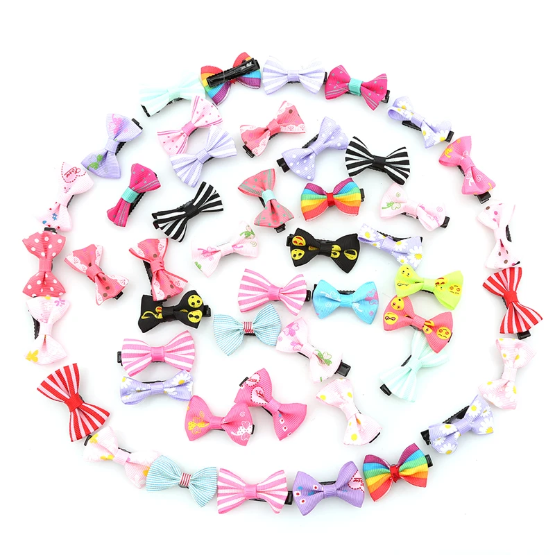 

20pcs/pack Mixed Color Bowknot Kids Baby Children Hair Clip Bow Pin Barrette Hairpin Ornament Accessories For Girls