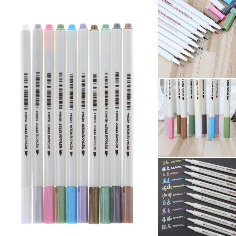 10 шт. металлические цветные чернила акварель ручка для скрапбукинга фотоальбома