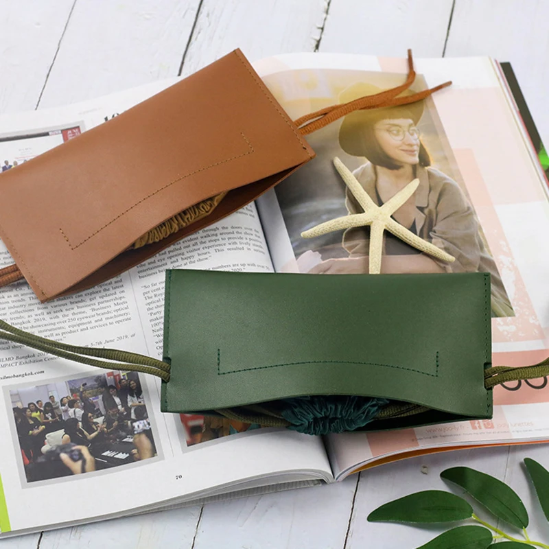 

Genaral Eyeglasses Sunglasses Pouch Soft PU Leather Bag Simple Storage Bags Portable Waterproof Health99