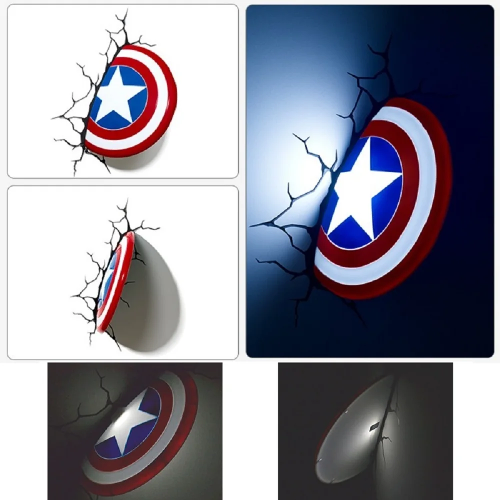 Креативный ночник серии Мстители Капитан Америка Железный человек Халк 3D