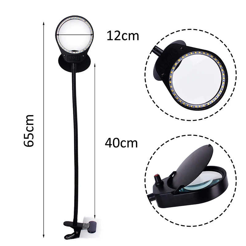 Гибкая регулирусветодиодный светодиодная Лупа с подсветкой USB 5X 3X 10X для