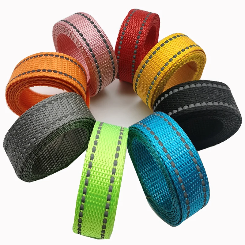 5 Meters 15mm Reflective Line Polyester Webbing 1mm Thick DIY Pet Collar Backpack Strap Belt Sewing Accessories 10 Colors