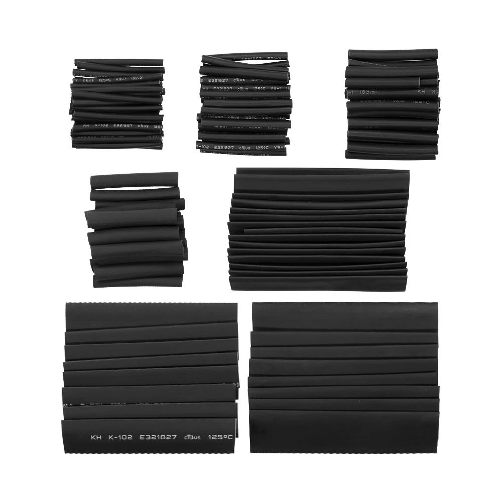 Комплект черных термоусадочных трубок 127 шт./лот изоляционные трубки