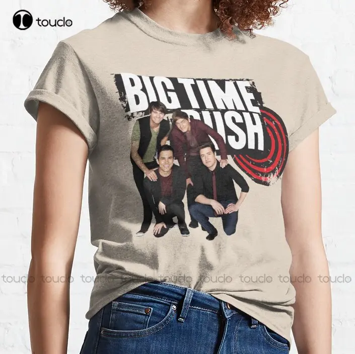 

Новая классическая футболка с логотипом Big Time Rush для подростков, хлопковая футболка, Мужская футболка s Custom aldult, модная забавная футболка уни...