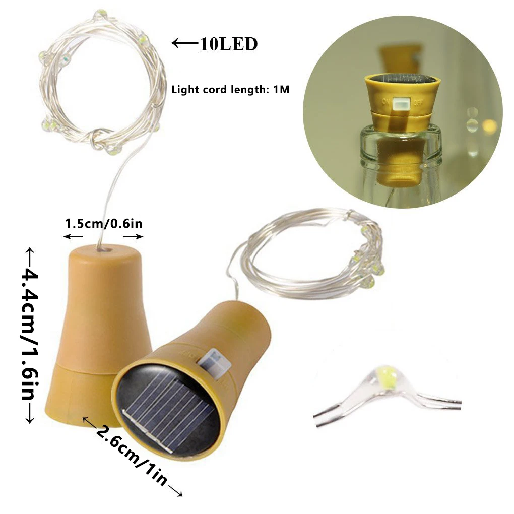 

String led Wine Bottle with Cork 10 LED Bottle Lights Battery Cork for Party Wedding Christmas Halloween Bar Decor Warm White