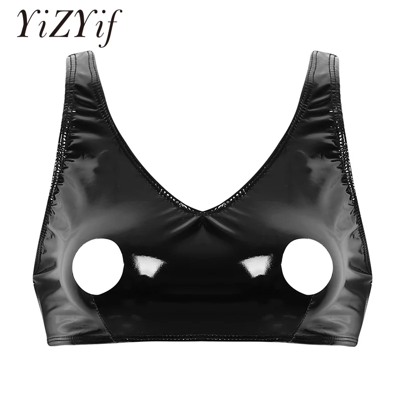 Женский пикантный бюстгальтер с открытыми сосками женское белье из лакированной