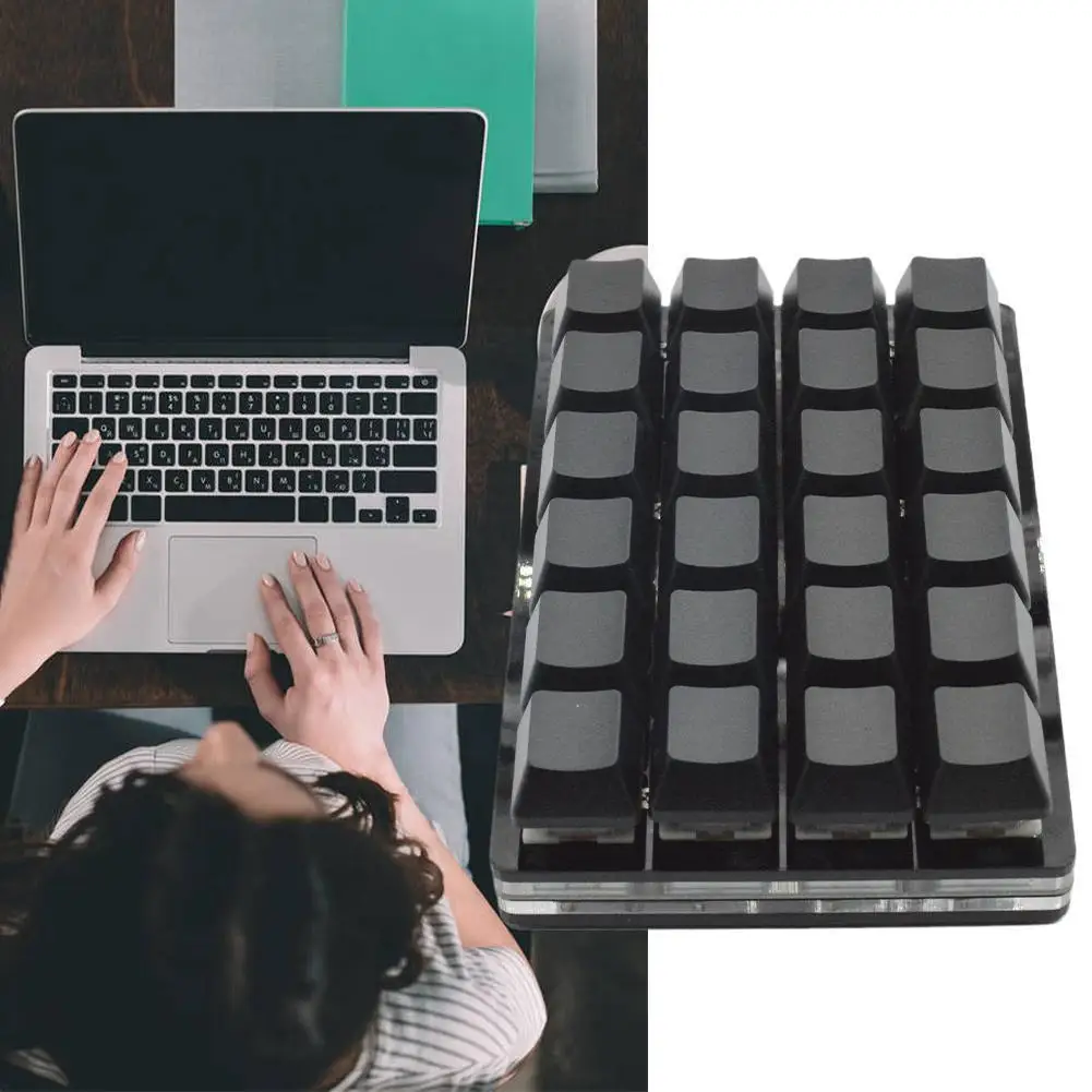 Черная мини-клавиатура с 24 клавишами USB DIY пользовательская клавиатура функцией