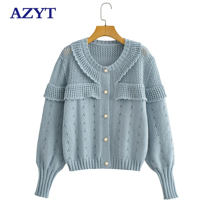 

AZYT Autumn Winter O Neck Sweater Female Cardigan 2021 Korean Loose Solid Knitted Cardigan Female Jacket Casual Women Sweater