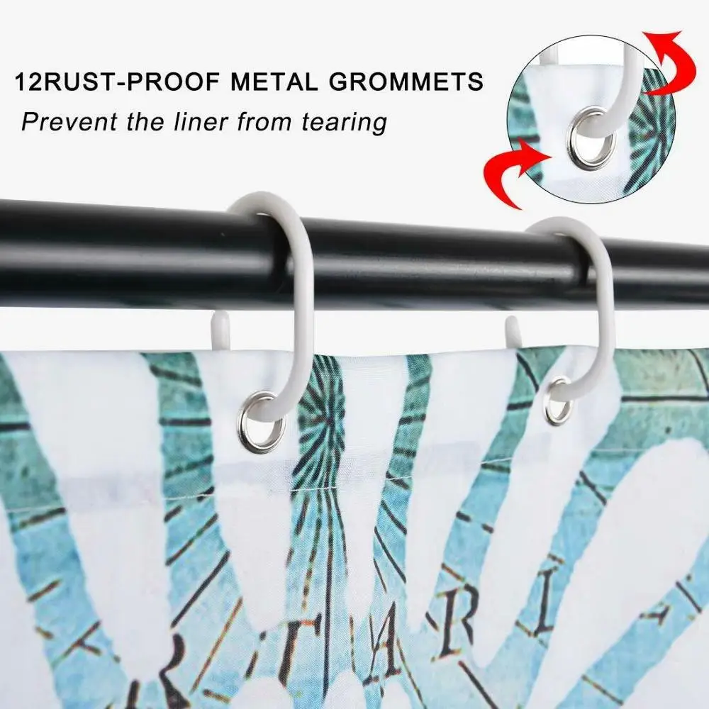 Водонепроницаемая занавеска для душа с 12 крючками и устойчивой к плесени