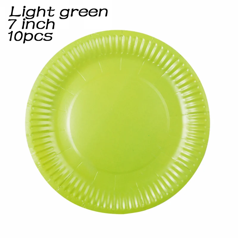 green 10pcs plates Однотонные бумажные тарелки и стаканы, одноразовые столовые приборы, рождественские украшения для дня рождения, Детские Свадебные розовые украшения, подарок подружки невесты - Цвет: green 10pcs plates