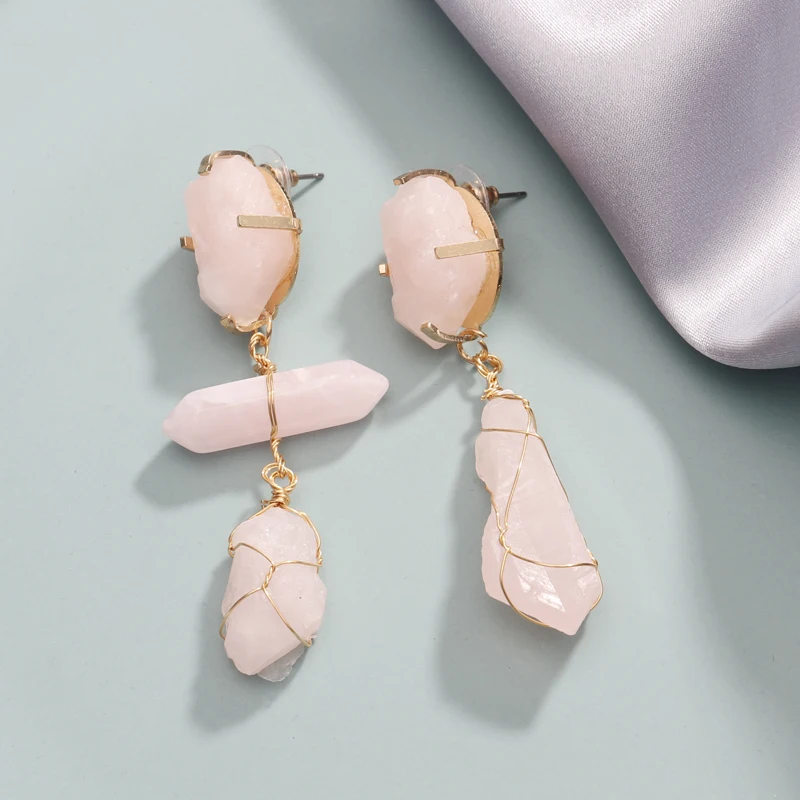 

Ztech Pink Irregular Imitation Stone Pendant Statement Earrings Women Fashion Style Dangle Drop Earrings Jewelry Za Accessories