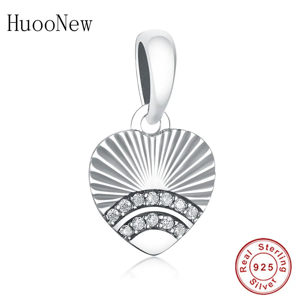 

Fit Original Brand Charms Bracelets 925 Sterling Silver Fan Love Heart Irregular Reflexion Beads Pendant Making Berloque 2019