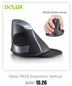 Delux M618 эргономичная Вертикальная Мышь USB Проводная оптическая Регулируемый 600/1000/1600 Точек на дюйм мышь, 6 кнопок, правая рука компьютер игровая мышь