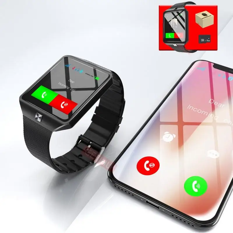 DZ09 Смарт часы Smartwatch мужские для Apple IP67 Водонепроницаемый Bluetooth Android с камера со
