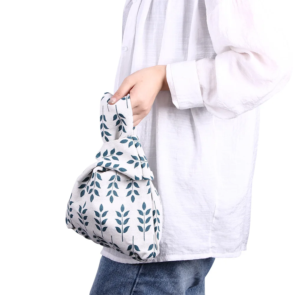 Сумочки в японском стиле сумка на запястье с узором виде растений квадратная