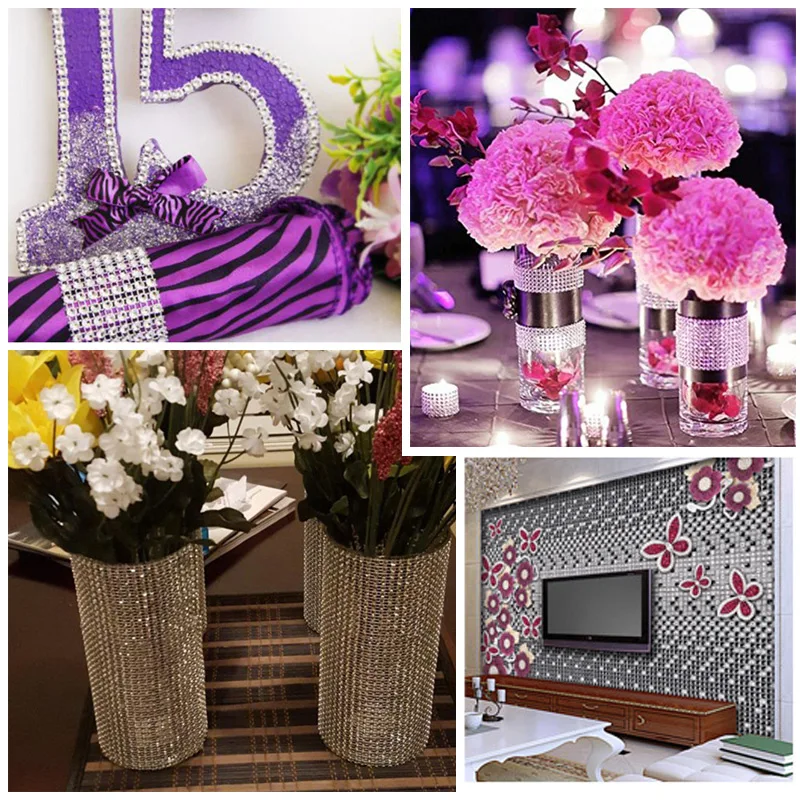 24 ряда 4 мм 10 ярдов/рулон стразы на сетчатой основе отделка пришитые золотистое