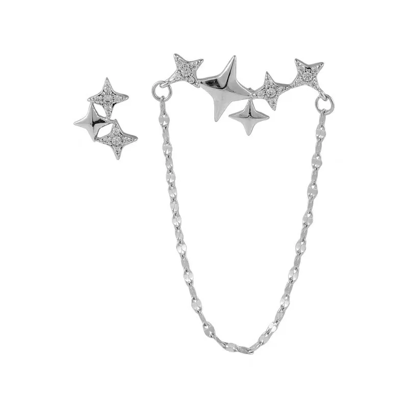 

TIMEONLY Asymmetry Star Dangle Earring Hollow Chains Earring Birthday Gifts for Women Ladies Minimalist Romantic Accessories